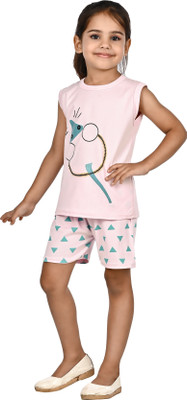 Smuktar garments Baby Girls Casual T-shirt Pant(LITE PINK)