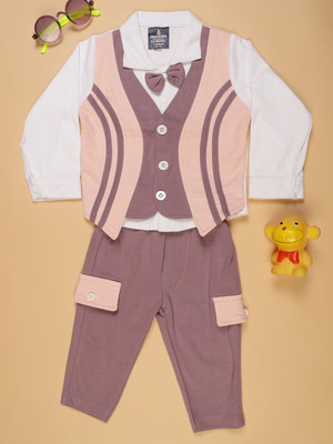 V-MART Baby Boys Casual Shirt Pant(Peach)
