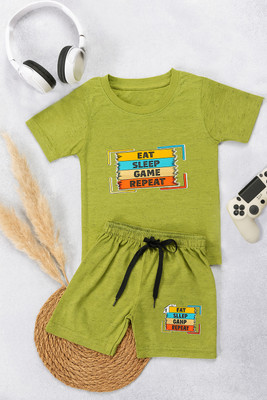 VACKY Boys & Girls Casual T-shirt Shorts(Light Green)