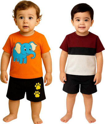 SEGRO Baby Boys & Baby Girls Casual T-shirt Shorts(ORANGE, MEHROON)