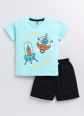 TOONYPORT Boys Casual T-shirt Shorts(Sky Blue)