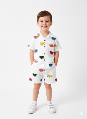 AADHYAFASHION Baby Boys Casual Shirt Shorts(White)
