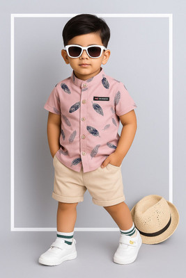KILLER Baby Boys & Baby Girls Casual Shirt Shorts(MORPANKH_PINK-CHIKU)