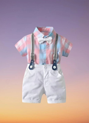 KRIYU CREATION Boys Party(Festive) Shirt Shorts(PEACH)