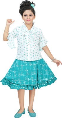 Chandrika Girls Party(Festive) Top Skirt(SEAGREEN)