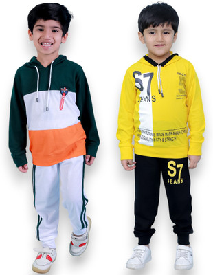 Chandrika Boys Casual T-shirt Trouser(GOLD_BOTTLEGREEN)