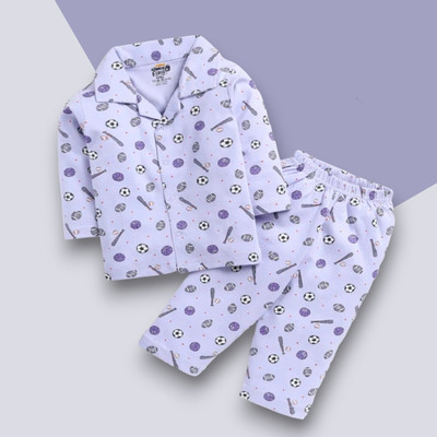 VRUKSHMANI Kids Nightwear Baby Boys & Baby Girls Printed Cotton Blend(Multicolor Pack of 1)