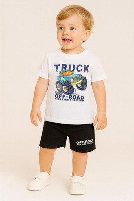 JENNY GARMENT Baby Boys & Baby Girls Casual T-shirt Shorts(WHITE)