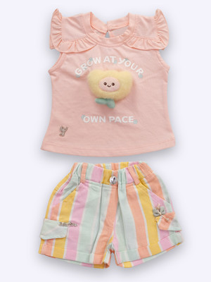 BABY'S DAY Baby Girls Casual Top Pant(Pink 7)
