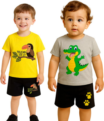 SEGRO Baby Boys & Baby Girls Casual T-shirt Shorts(GOLD, GREY)