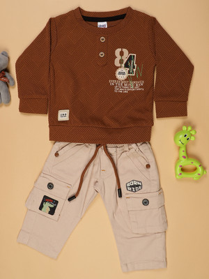 V-MART Baby Boys Casual T-shirt Pant(Rust)