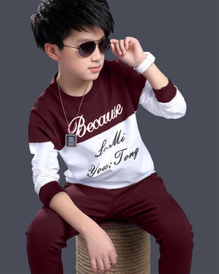 Bike Boys Casual T-shirt Track Pants(Maroon_8530)