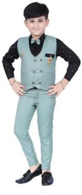 Adinath CollectionHub Boys Festive & Party, Wedding, Wedding Shirt, Waistcoat and Pant Set(Multicolor Pack of 1)