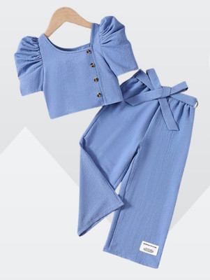 ZG GARMENTS Baby Girls Party(Festive) Top Track Pants(BLUE)