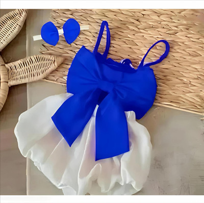 NKG Enterprises Baby Girls Party(Festive) Top Skirt(Blue)