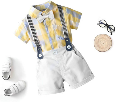 VRUKSHMANI Boys Party(Festive) Shirt Shorts(YELLOW)