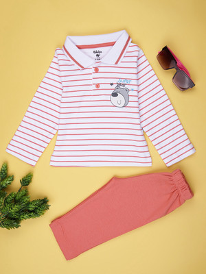V-MART Baby Boys Casual T-shirt Shorts(Orange)