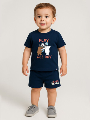 YK X Minute Mirth Boys & Girls Casual T-shirt Shorts(Navy Blue)