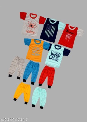 HouseOfCommon Baby Boys Casual T-shirt Track Pants(MULTI COLOR)