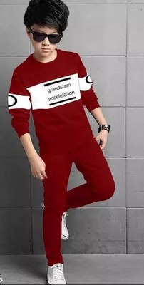 Cute N Tight Boys Casual T-shirt Pant(Red)