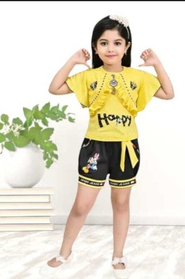 MODINA ENTERPRISE Baby Girls Casual Top Shorts(YELLOW)