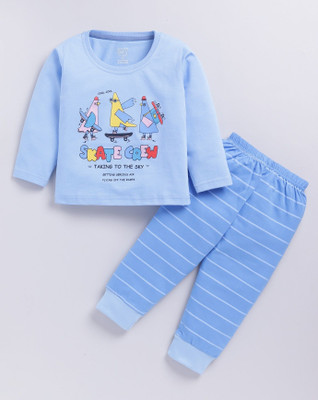Blushh Berry Boys & Girls Casual Top Pant(Light Blue)