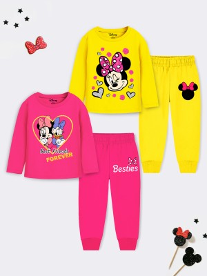 DISNEY BY MISS & CHIEF Baby Boys & Baby Girls Casual T-shirt Pyjama(Pink, Yellow)