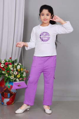 FashioNest POINT Girls Party(Festive) Top Pant(Purple)