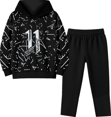 UNFLD Boys & Girls Casual Sweatshirt Pyjama(Black1)
