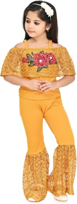 CHANDRIKA LIFESTYLE Girls Party(Festive) Top Trouser(Yellow)