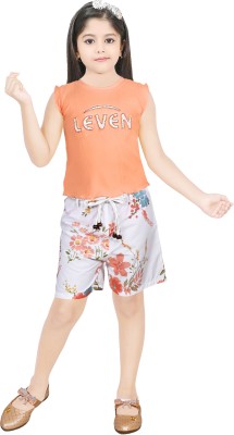 jelly qelly Baby Girls Casual Top Shorts(Peach)