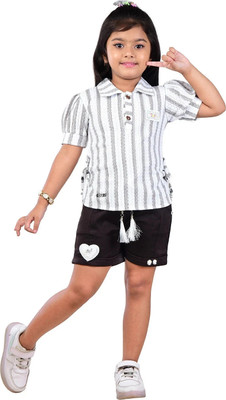 Worton Fashion Baby Girls Party(Festive) Top Shorts(Brown)