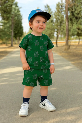 CALCUTTA FASHION Baby Boys & Baby Girls Casual T-shirt Shorts(GREEN)