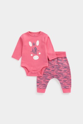 Mothercare Baby Girls Casual Bodysuit Pyjama(Pink)