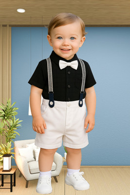 KRIYU CREATION Boys Party(Festive) Shirt Shorts(BLACK)
