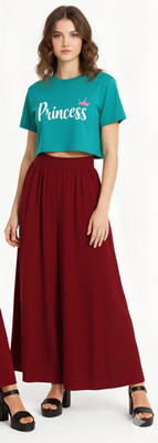 Wearax Girls Casual T-shirt Trouser(GREEN AND MAROON)