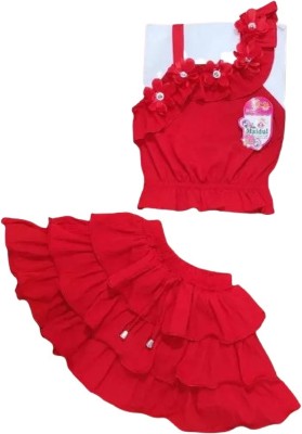 Raniomatic Baby Girls Party(Festive) Top Skirt(Red)