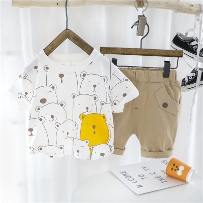 SRP COLLECTION Baby Boys & Baby Girls Casual T-shirt Shorts(WHITE & CREAM)