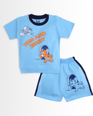 Wonder Klothes Baby Boys & Baby Girls Tom & Jerry Casual T-shirt Shorts(Blue)