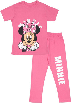 DISNEY BY MISS & CHIEF Girls Casual T-shirt Pant(Pink)
