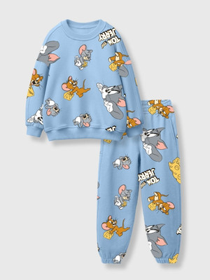 Nap Chief Boys & Girls Tom & Jerry Casual Sweatshirt Track Pants(Light Blue)
