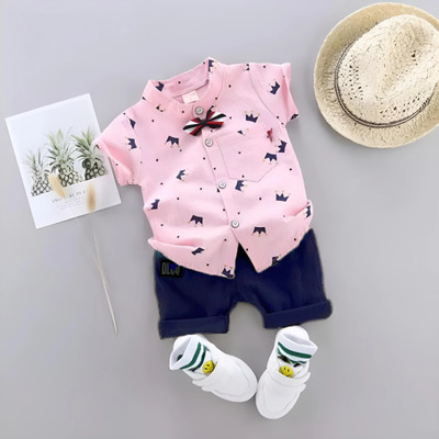 Woxaa Boys Party(Festive) Shirt Shorts(Pink blue new)