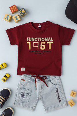 karnika Boys Casual T-shirt Shorts(Maroon)