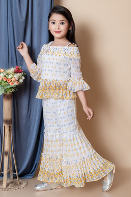 NIVARACREATION Girls Party(Festive) Dress Capri(Yellow)