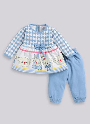 TINY BINY Baby Girls Casual Top Pant(Powder Blue)