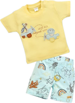 Pompidou Baby Boys Casual T-shirt Pant(Light Green)