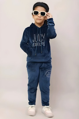 1stLov Boys & Girls Casual Track Suit Track Suit(Blue)
