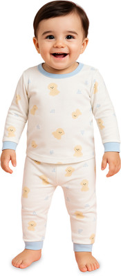 KIdbea Baby Boys & Baby Girls Casual T-shirt Pyjama(Blue Puppy)