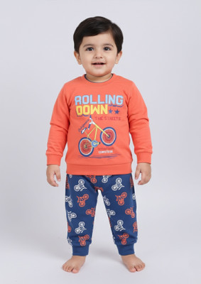 Mars Infiniti Boys Casual T-shirt Track Pants(Orange)