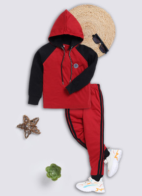 carrydreams Boys Casual T-shirt Trouser(MAROON)